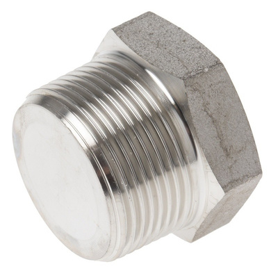 RS PRO Stainless Steel Hexagon Straight Hexagon Plug 1-1/4in R(T) Male 1.38in