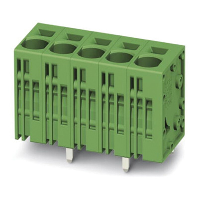 Phoenix Contact SPT 5/ 5-V-7.5-ZB Series PCB Terminal Block, 5-Contact, 7.5mm Pitch, Through Hole Mount, Spring Cage