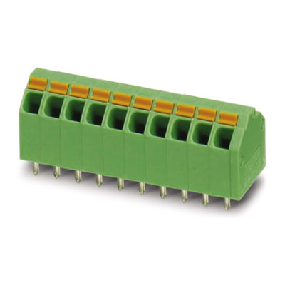 Phoenix Contact SPTA 1.5/ 5-3.81 Series PCB Terminal Block, 5-Contact, 3.81mm Pitch, Through Hole Mount, Spring Cage