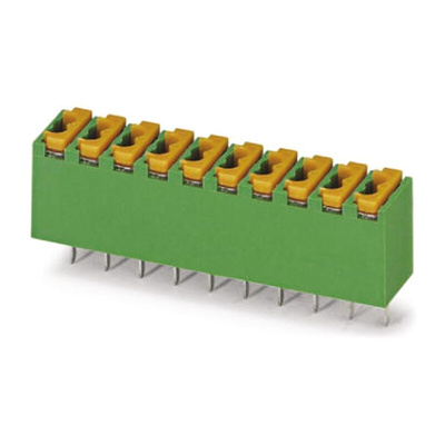 Phoenix Contact FK-MPT 0.5/14-3.5 Series PCB Terminal Block, 14-Contact, 3.5mm Pitch, Through Hole Mount, Spring Cage