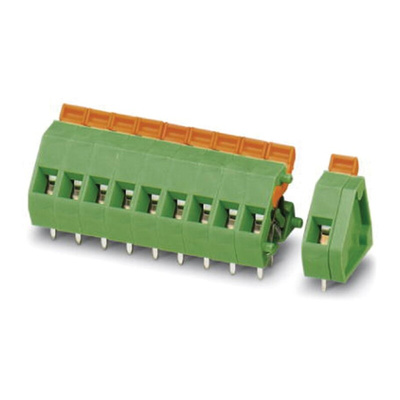 Phoenix Contact ZFKDSA 1.5-W-5.08-10 Series PCB Terminal Block, 10-Contact, 5.08mm Pitch, Through Hole Mount, Spring
