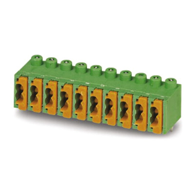 Phoenix Contact FK-MPT 0.5/10-3.5-H Series PCB Terminal Block, 10-Contact, 3.5mm Pitch, Through Hole Mount, Spring Cage
