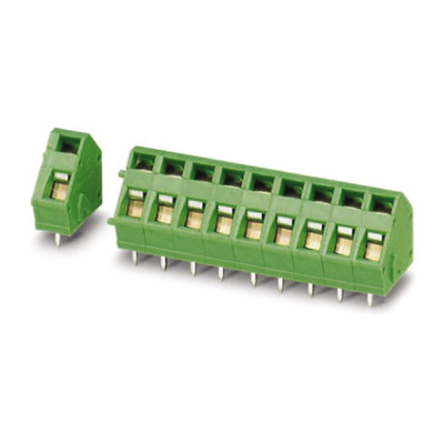 Phoenix Contact ZFKDSA 1.5C-5.0- 2 Series PCB Terminal Block, 2-Contact, 5mm Pitch, Through Hole Mount, Spring Cage