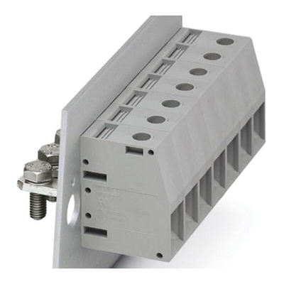Phoenix Contact HDFK 50-VP GNYE Series Feed Through Terminal Block, 2-Contact, 1-Row, Screw Termination