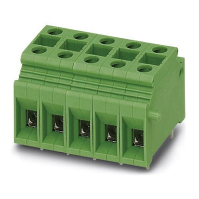 Phoenix Contact FRONT 2.5-V/SA10/10 Series PCB Terminal Block, 10-Contact, 5mm Pitch, Through Hole Mount, Screw