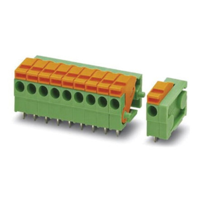 Phoenix Contact FRONT 2.5-V/SA 5/ 8 Series PCB Terminal Block, 8-Contact, 5mm Pitch, Through Hole Mount, Screw