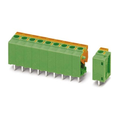 Phoenix Contact FRONT 2.5-H/SA10- 8 Series PCB Terminal Block, 8-Contact, 5mm Pitch, Through Hole Mount, Screw