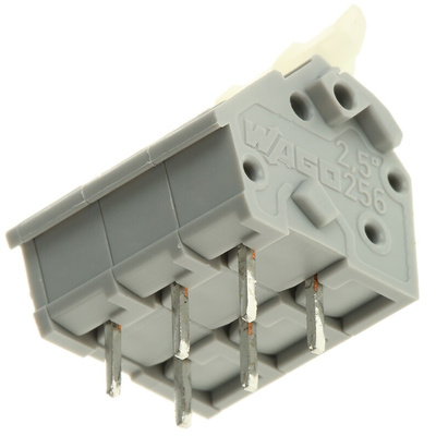 Wago 256 Series PCB Terminal Block, 3-Contact, 5.08mm Pitch, 1-Row