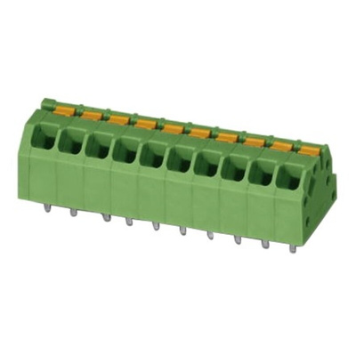 Phoenix Contact SPTAF 1/15-3.5-IL Series PCB Terminal Block, 15-Contact, 3.5mm Pitch, Through Hole Mount, 2-Row