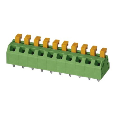 Phoenix Contact SPTAF 1/ 2-5.0-LL Series PCB Terminal Block, 2-Contact, 5mm Pitch, Through Hole Mount, 2-Row