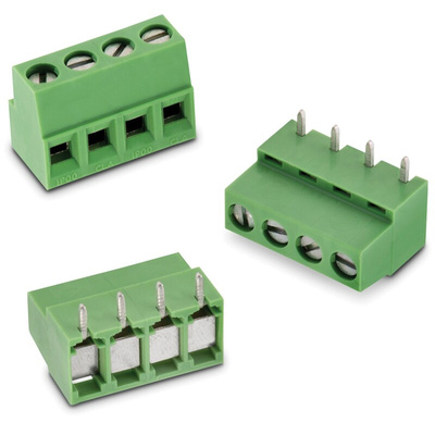 Wurth Elektronik 2417 Series PCB Terminal Block, 4-Contact, 5mm Pitch, PCB Mount, 1-Row, Solder Termination