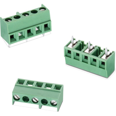 Wurth Elektronik 2434 Series PCB Terminal Block, 5-Contact, 7.62mm Pitch, PCB Mount, 1-Row, Solder Termination