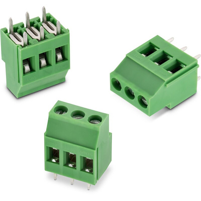 Wurth Elektronik 2547 Series PCB Terminal Block, 3-Contact, 5mm Pitch, Through Hole Mount, 1-Row, Solder Termination