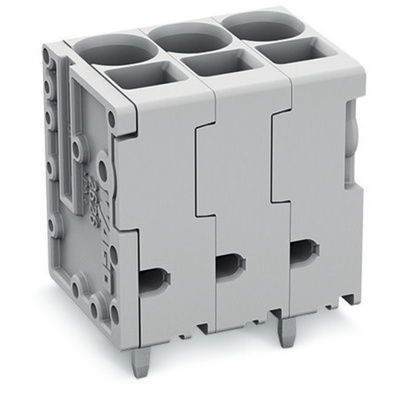 Wago PCB Terminal Block, 3-Contact, 7.5mm Pitch, Feed Through Mount, 1-Row