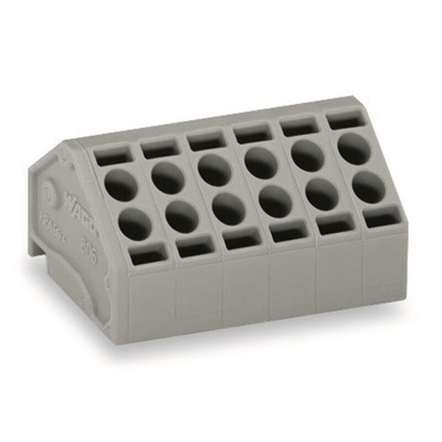 Wago PCB Terminal Block, 6-Contact, 5mm Pitch, PCB Mount, 1-Row