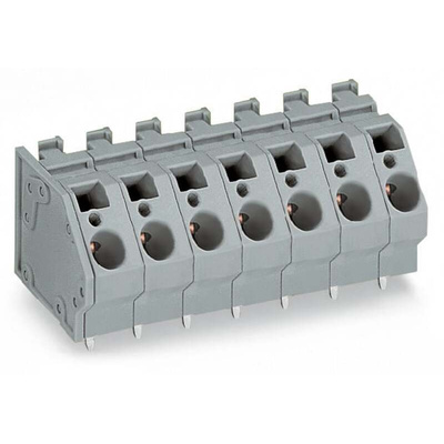 Wago 745 Series PCB Terminal Block, 6-Contact, 10mm Pitch, PCB Mount, 1-Row, Cage Clamp Termination