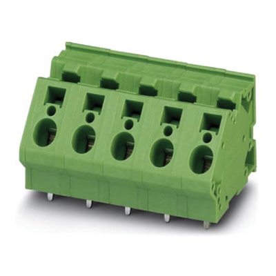 Phoenix Contact ZFKDSA 4-10- 3 Series PCB Terminal Block, 3-Contact, 10mm Pitch, Through Hole Mount, Spring Cage