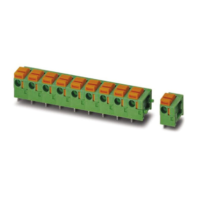 Phoenix Contact FFKDSA1/H1-7.62- 3 Series PCB Terminal Block, 3-Contact, 7.62mm Pitch, Through Hole Mount, Spring Cage