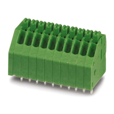 Phoenix Contact PTSA 0.5/18-2.5-F Series PCB Terminal Block, 18-Contact, 2.5mm Pitch, Through Hole Mount, Spring Cage
