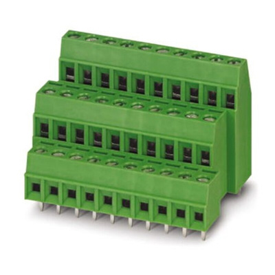 Phoenix Contact FRONT 2.5-H/SA 5/ 5 Series PCB Terminal Block, 5-Contact, 5mm Pitch, Through Hole Mount, Screw