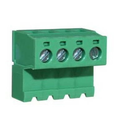 RS PRO 5.08mm Pitch 4 Way Right Angle Pluggable Terminal Block, Inverted Plug, Through Hole, Screw Termination