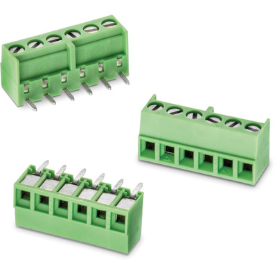 Wurth Elektronik 2431 Series PCB Terminal Block, 6-Contact, 3.5mm Pitch, PCB Mount, 1-Row, Solder Termination