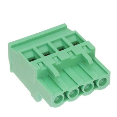 RS PRO 5mm Pitch 4 Way Pluggable Terminal Block, Plug, Free Hanging (In Line)