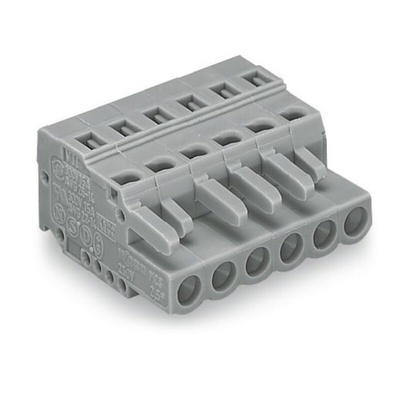Wago 231 Series PCB Terminal, 6-Contact, 5mm Pitch, Cable Mount, 1-Row, Cage Clamp Termination