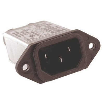 TE Connectivity,15A,250 V ac Male Flange Mount IEC Filter 15EJT1,Spade None Fuse