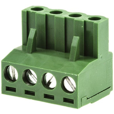 RS PRO 5.08mm Pitch 4 Way Pluggable Terminal Block, Plug, Cable Mount, Screw Termination