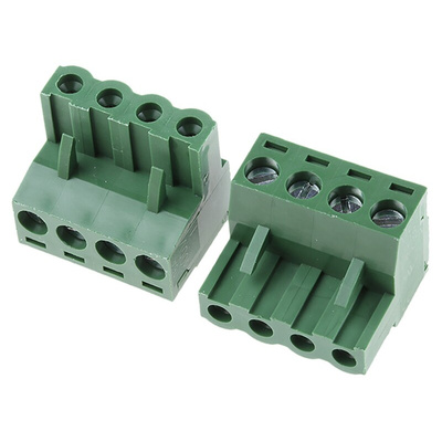 RS PRO 5.08mm Pitch 4 Way Pluggable Terminal Block, Plug, Cable Mount, Screw Termination