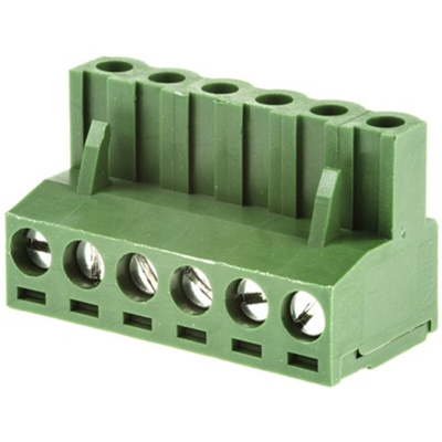 RS PRO 5.08mm Pitch 6 Way Pluggable Terminal Block, Plug, Cable Mount, Screw Termination