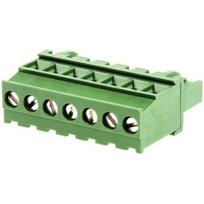 RS PRO 5.08mm Pitch 7 Way Pluggable Terminal Block, Plug, Cable Mount, Screw Termination