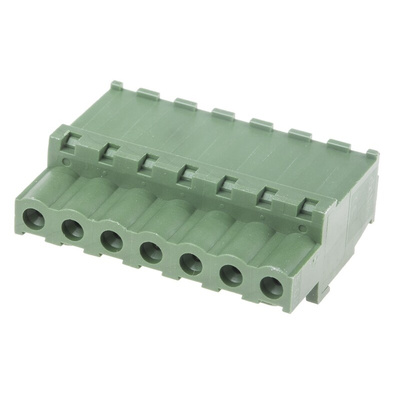 RS PRO 5.08mm Pitch 7 Way Pluggable Terminal Block, Plug, Cable Mount, Screw Termination
