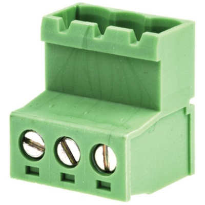 RS PRO 5.08mm Pitch 3 Way Pluggable Terminal Block, Plug, Cable Mount, Screw Termination
