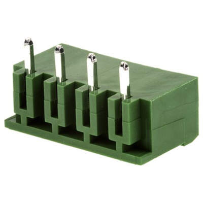 RS PRO 5.08mm Pitch 4 Way Right Angled Pluggable Terminal Block, Header, Through Hole, Solder Termination