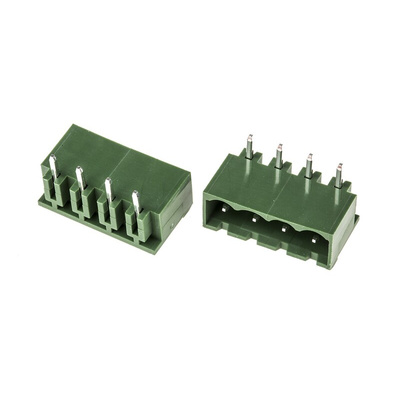 RS PRO 5.08mm Pitch 4 Way Right Angled Pluggable Terminal Block, Header, Through Hole, Solder Termination
