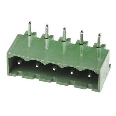 RS PRO 5.08mm Pitch 5 Way Pluggable Terminal Block, Header, Through Hole, Solder Termination