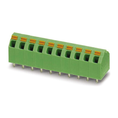 Phoenix Contact SPTA 1.5/ 4-5.08 Series PCB Terminal Block, 4-Contact, 5.08mm Pitch, Through Hole Mount, Spring Cage