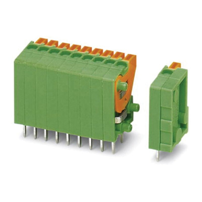 Phoenix Contact FFKDSA1/V-2.54-26 Series PCB Terminal Block, 26-Contact, 2.54mm Pitch, Through Hole Mount, Spring Cage