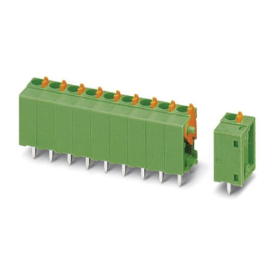 Phoenix Contact FFKDSA1/ V2-5.08-16 Series PCB Terminal Block, 16-Contact, 5.08mm Pitch, Through Hole Mount, Spring