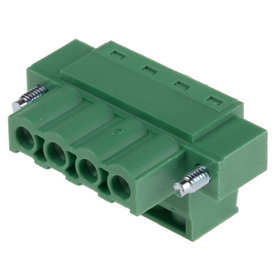 RS PRO 5.08mm Pitch 4 Way Pluggable Terminal Block, Plug, Through Hole, Screw Termination