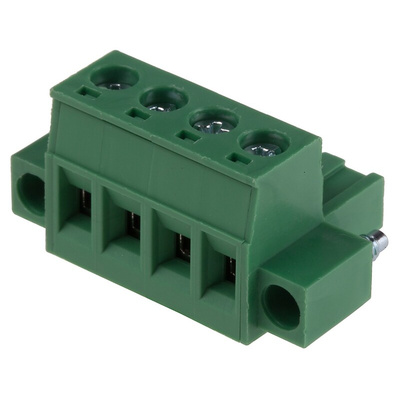 RS PRO 5.08mm Pitch 4 Way Pluggable Terminal Block, Plug, Through Hole, Screw Termination
