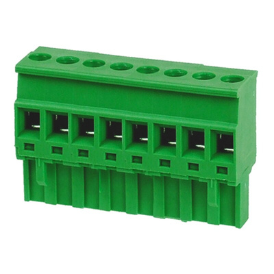 RS PRO 5mm Pitch 8 Way Pluggable Terminal Block, Plug, Through Hole, Screw Termination