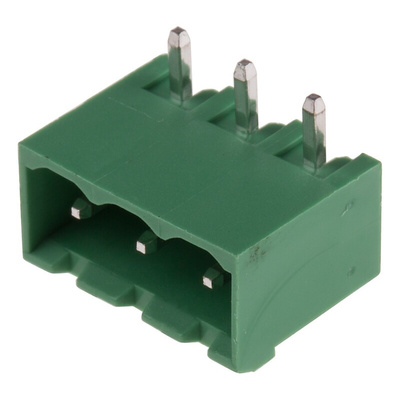 RS PRO 5.0mm Pitch 3 Way Right Angle Pluggable Terminal Block, Header, Through Hole, Solder Termination