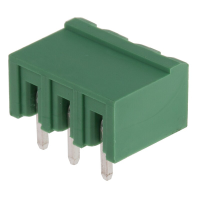 RS PRO 5.0mm Pitch 3 Way Right Angle Pluggable Terminal Block, Header, Through Hole, Solder Termination