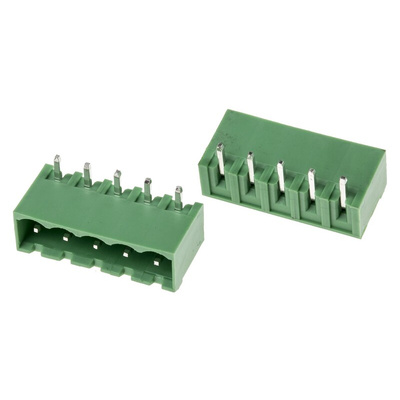 RS PRO 5.0mm Pitch 5 Way Right Angle Pluggable Terminal Block, Header, Through Hole, Solder Termination