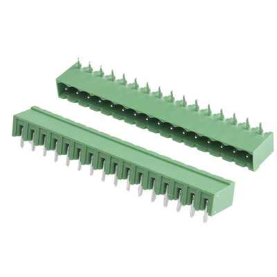 RS PRO 5.0mm Pitch 16 Way Right Angle Pluggable Terminal Block, Header, Through Hole, Solder Termination