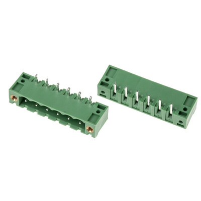 RS PRO 5.08mm Pitch 6 Way Right Angle Pluggable Terminal Block, Header, Through Hole, Solder Termination