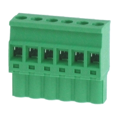 RS PRO 5mm Pitch 6 Way Pluggable Terminal Block, Plug, Through Hole, Screw Termination